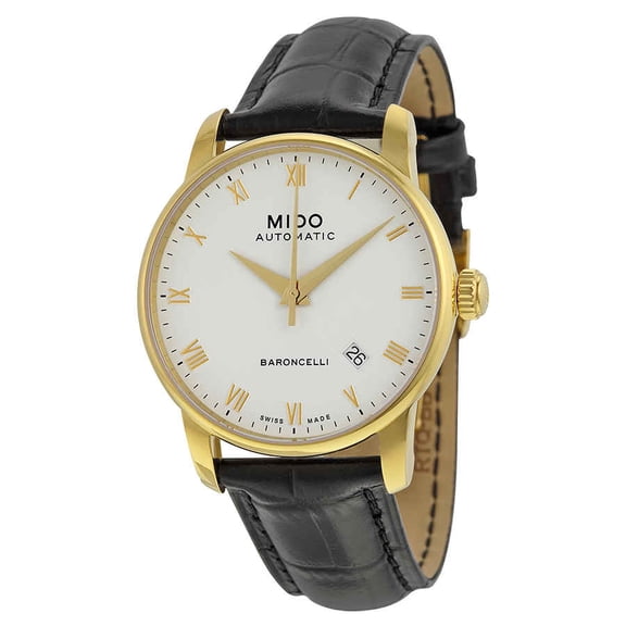 Mido Baroncelli II Automatic White Dial Black Leather Mens Watch M86003264