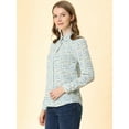 thumbnail image 4 of DARING DIVA Women's Long Sleeve Point Collar Ditsy Floral Shirt L White-Blue Floral, 4 of 6