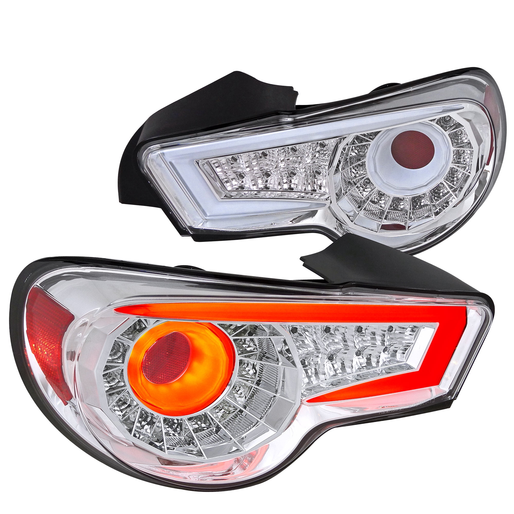 SpecD Tuning Chrome Housing Clear Lens LED Bar Tail Lights Compatible