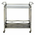 thumbnail image 2 of Two Tiered Metal Serving Cart with Glass Shelves and Side Rails, Antique Gold, 2 of 2
