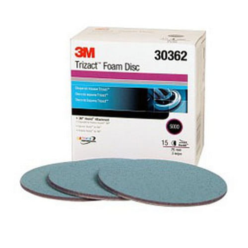 3 inch 3000& 5000 grit 3M 2087 & 30362 Trizact Foam Discs 3 Sheets Of Each