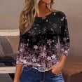 thumbnail image 3 of Wutalume 3/4 Sleeve Tops for Women - Vintage Floral Pullover with 3/4 Sleeve, Round Neck Blouses and Tees for Everyday Leisure, Spring and Fall Days,Purple Pink 3XL, 3 of 6