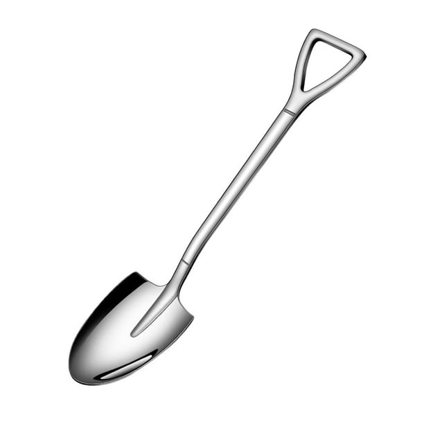 Fiudx Cuchara de Acero Inoxidable, Cuchara de Postre con Forma de Pala Única, Cuchara para Helado con Mango Ergonómico, Cuchara para Pastel de Material Duradero, Ideal para Servir Delicias de Verano,