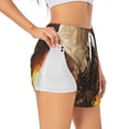 thumbnail image 1 of Balery Apocalyptic Skull Soldier Pantalones cortos deportivos para mujer con forro y dos bolsillos, elásticos, para entrenamiento, gimnasio, yoga-Large, 1 of 7