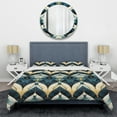 thumbnail image 3 of Designart "Dreamy Damask In Teal And Gold" Damask Bedding Covert Set - Bohemian & Eclectic Bed Set With 2 Shams, 3 of 5