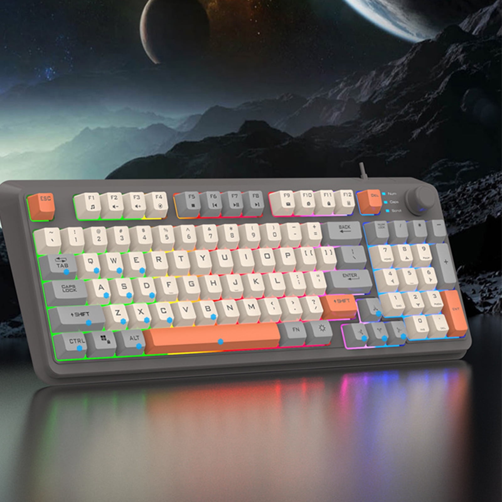 Portable 94 Keys Mechanical Gaming Keyboard Cord Hot Swappable LED Backlit Keycap Mechanical Keyboard for Desktop