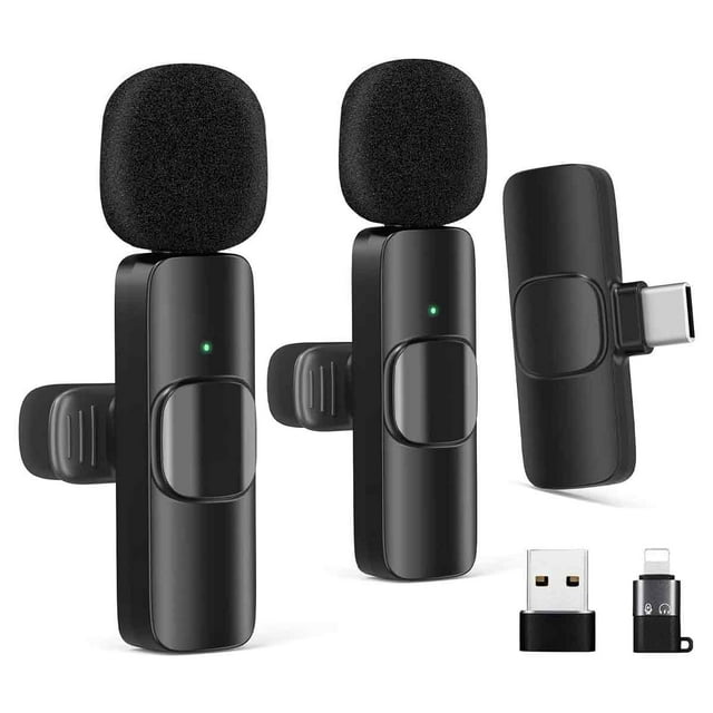 Micrófono de solapa inalámbrico con reducción de ruido para iPhone, iPad, Android y PC para grabación de entrevistas en directo en vlogs en directo.