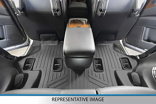 SMARTLINER Floor Mats 3 Rows and Cargo Liner Behind 3rd Row Set Black for 2013-2018 Toyota Sienna 8 Passenger Model 