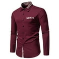 thumbnail image 4 of WREESH Men's Sophisticated Dress Shirts Button Down Long Sleeve Casual Tops with Patchwork, Matching Color Scheme, and Turn-Down Collar for a Polished Look Wine, 4 of 9