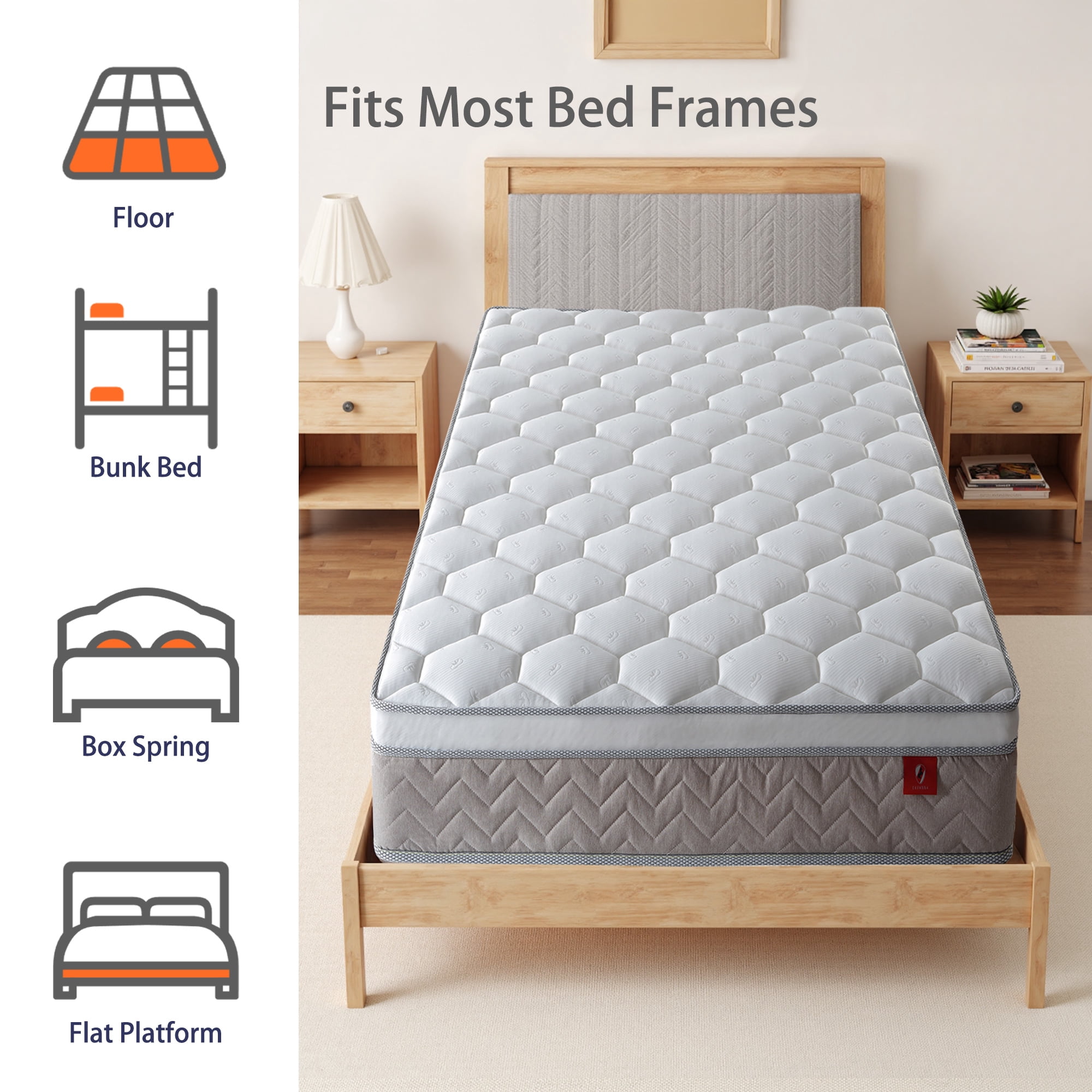 Mattress 12 inch Twin Size,Gel Memory Foam Hybrid Mattress,Medium Comfort in a Box,Adult