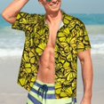 thumbnail image 4 of Uemuo Yellow Butterflies Printed Regular Fit Short Sleeve Casual Hawaiian Shirt for Men,Aloha shirt,Tropical shirt,Floral print shirt,Vacation Beach shirt-Large, 4 of 9