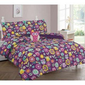 Twin Owl Girls Bedding Set Beautiful Microfiber Comforter With