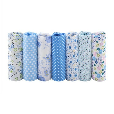 7pcs Blue Series Cotton Fabric Flower Floral Pattern Sewing Textile ...