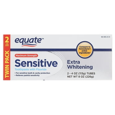 (2 Pack) Equate Maximum Strength Sensitive Extra Whitening Toothpaste with Fluoride, 4 oz