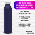 thumbnail image 3 of Posh Stainless Steel Water Bottles 20 oz. Set of 6, Bulk Pack - Double Wall, Perfect for Coffee, Soda, Other Hot & Cold Beverages - Navy Blue, 3 of 5