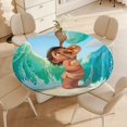 thumbnail image 4 of Moana, princesa-theme Fitted Round Tablecloths Elastic Edged Table Covers Waterproof Table Cloth for Kitchen Holiday Party Tables Decor 150cm, 4 of 6