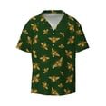 thumbnail image 2 of Lsque Hohey Bee print Men's Cuban Collar Short Sleeve Shirt Summer Beachwear Casual Button Down Fashionable Vacation Leisure Shirt-XX-Large, 2 of 7