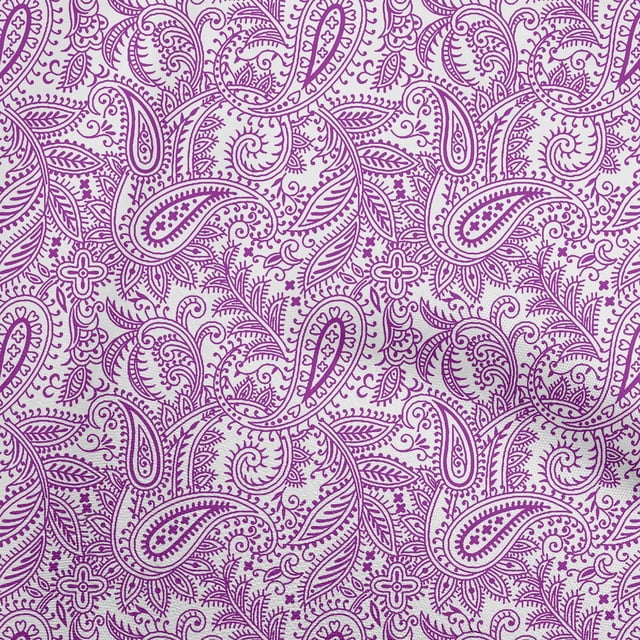 oneOone Tissu Popeline de Coton Violet Tissu pour Robe Tissu Imprimé au Mètre 56 Pouces de Large