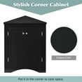 thumbnail image 3 of Triangle Bathroom Storage Cabinet, Wooden Corner Freestanding Floor Cabinet Cupboard with 2 Door and Adjustable Shelves, Multifunctional Buffet Sideboard Console Table for Living Room Bedroom, Black, 3 of 7