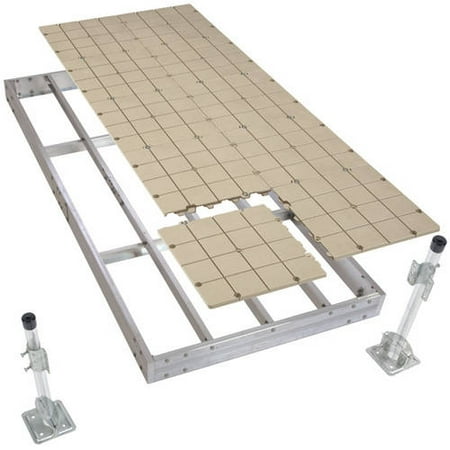 Top Dock Box - PlayStar Aluminum Stationary Dock Kit with Resin Top, 4' x 10'