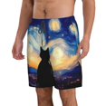 thumbnail image 2 of Logiee Cat Under Starry Skies Print Mens Swim Trunks Quick Dry Board Shorts,Breathable Hawaii Beach Shorts Swimwear Bathing Suits-XX-Large, 2 of 6