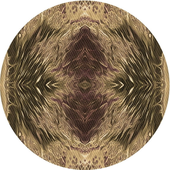 Ahgly Company Machine Washable Indoor Round Transitional Bronze Brown Area Rugs, 6' Round