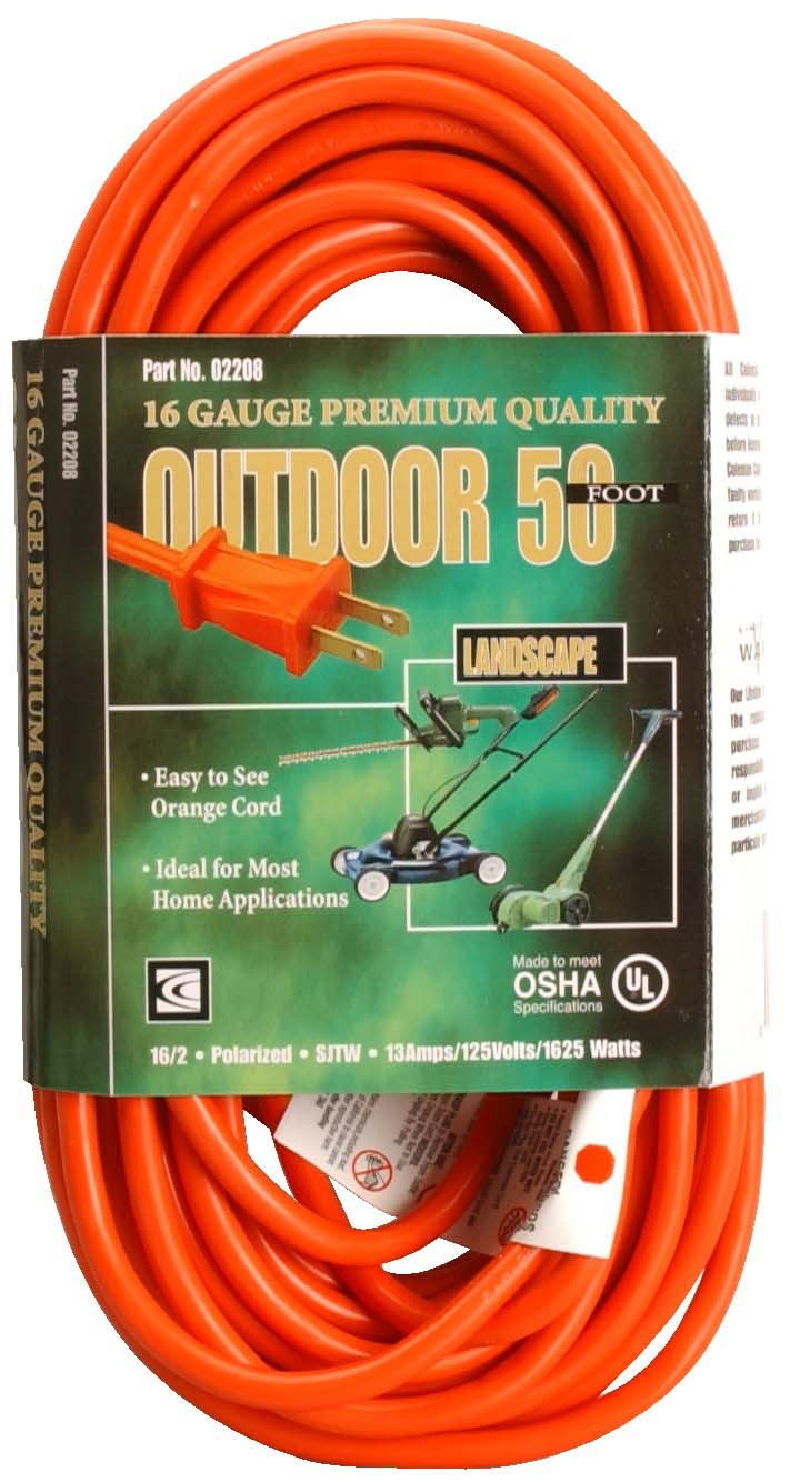 Coleman Cable 22088803 50' Orange Vinyl Outdoor Extension Cord