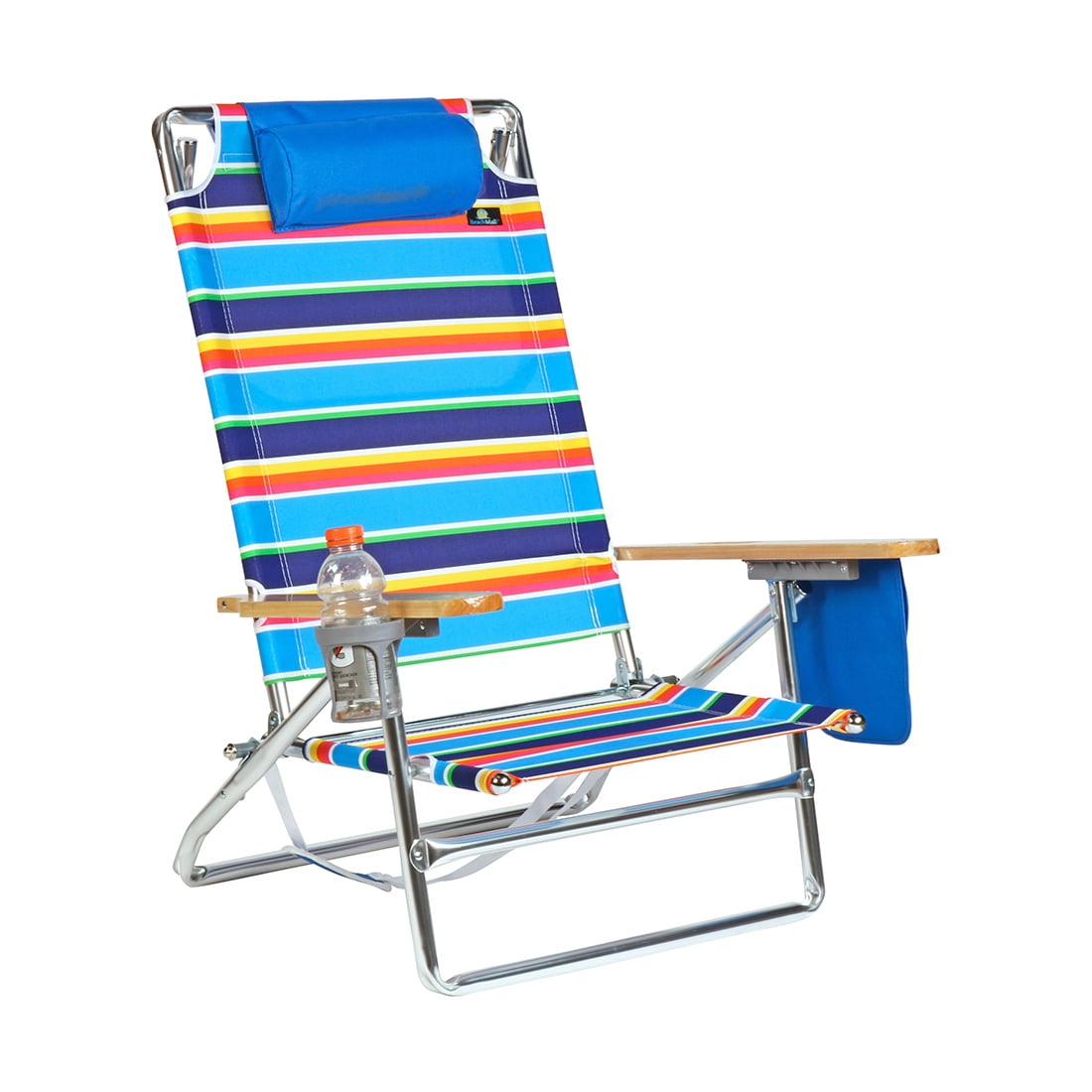 Deluxe 5 Reclining positions Lay Flat Big & Tall Back Aluminum Heavy Duty Beach Chair - 300 lbs 