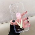 thumbnail image 2 of Flower Phone Case for iPhone 15 Pro Max, Cute Aesthetic Pink Tulip Clear Phone Cover for Women Girls, 2 of 12