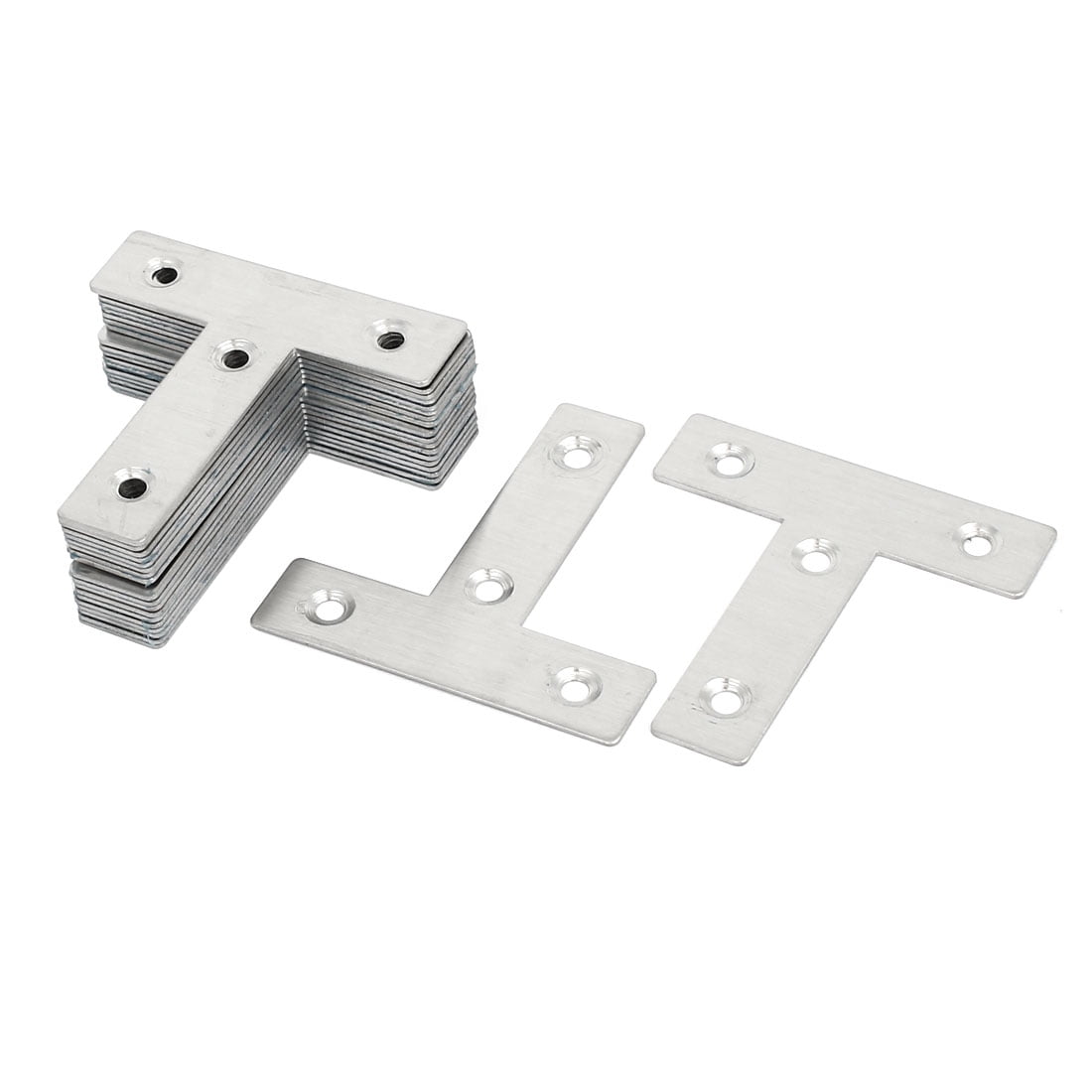 Uxcell 60mmx60mm Metal T Shaped Flat Repair Plates Brackets Silver Tone 20pcs