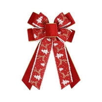Btomtd 14.96"x9.05" Tree Top Bow for Christmas Tree Decoration with Handmade Plushes Edge Bow Ribbon Festive Ornaments and Seasonal Bows for Holiday Displays, Red
