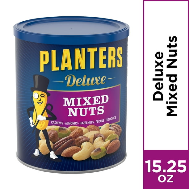 Planters Deluxe Mixed Nuts With Hazelnuts, 15.25 oz Canister Walmart