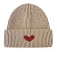 thumbnail image 2 of absanyy Women's Heart Embroidered Beanie - Cuffed Ribbed, Khaki, Free Size, Warm Lightweight for Winter & Daily Wear, 2 of 3