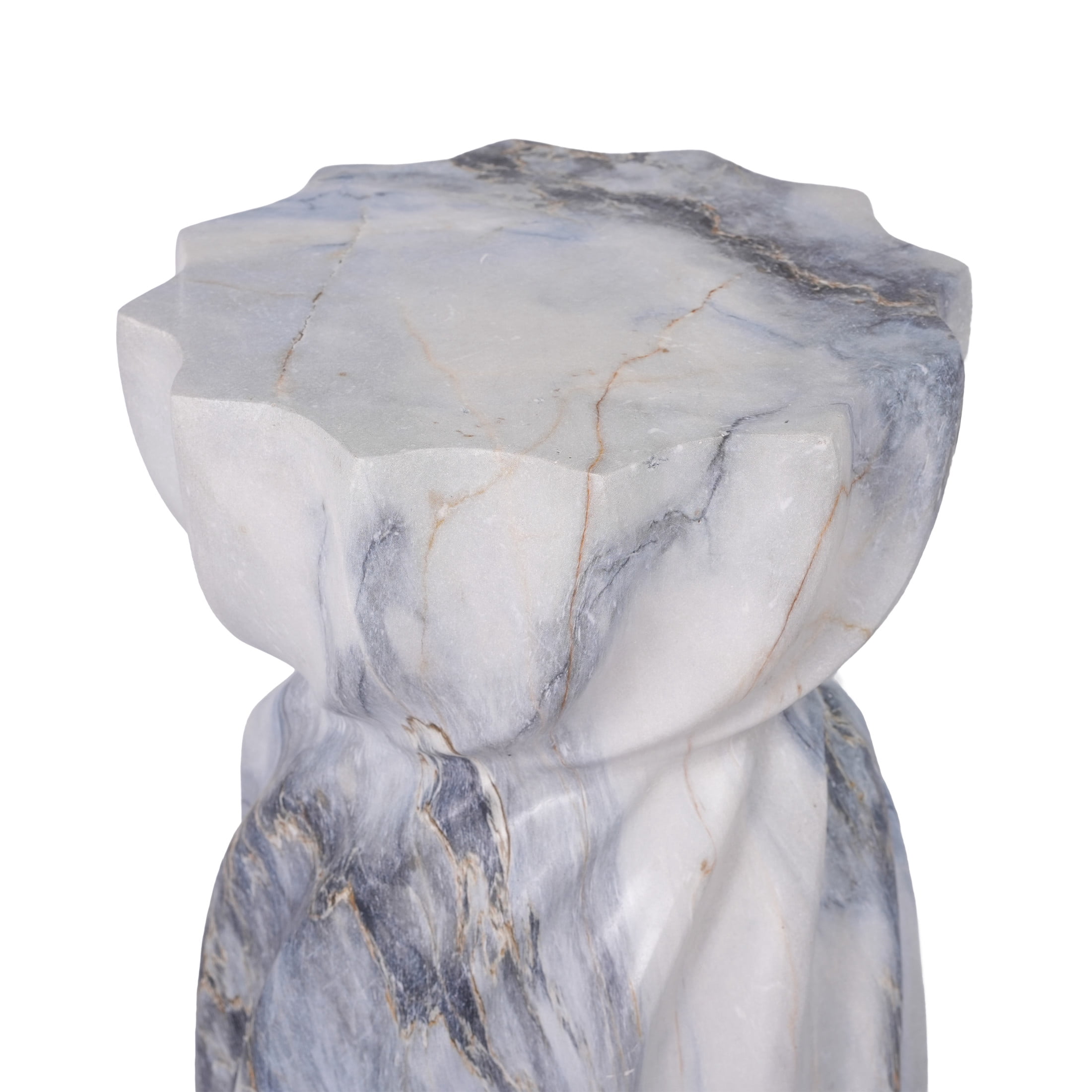 Christopher Knight Home 19" Indoor Outdoor Lightweight Concrete Hourglass Accent Side Table, Blue Marble
