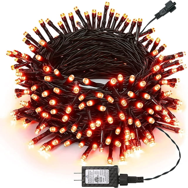 Orange Purple Halloween Lights 100FT 300 LED String Lights 8 Modes Timer Function Plug-in Halloween Twinkle Lights Connectable Waterproof Indoor Outdoor for Home Garden Holiday Decor