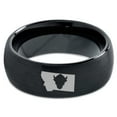 thumbnail image 2 of Tungsten Montana The Treasure State Bison Band Ring 8mm Men Women Comfort Fit Black Dome Brushed Polished, 2 of 4