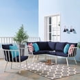 thumbnail image 2 of Lounge Sectional Sofa Chair Set, Aluminum, Metal, Steel, White Blue Navy, Modern Contemporary Urban Design, Outdoor Patio Balcony Cafe Bistro Garden Furniture Hotel Hospitality, 2 of 10