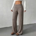 thumbnail image 2 of PBFRDSJ Women's Black Striped Wide Leg Pants Textured Elastic Waist Casual Lounge Trousers Lightweight Comfy Stretchy Loose Pants, 2 of 6