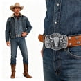 thumbnail image 5 of Cowboy Belt Buckles for Men American Flag Belt Buckle Vintage Rodeo Texas Big Cowboy Buckle, 5 of 5