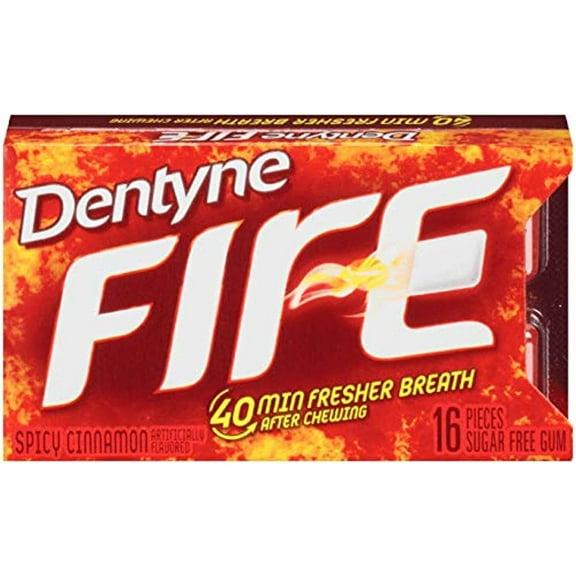 Cadbury Adams Usa Dentyne Fire Gum, Spicy Cinnamon, 0.0500-Ounce Boxes (Pack Of 24)