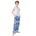 thumbnail image 4 of FORMRS Kids Pajama Pants with Pockets Size 11-12Y Boys Lounge Sleep Bottoms, Blue Garden Pattern, 4 of 8