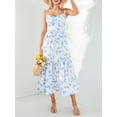 thumbnail image 3 of ZAXARRA Robe Midi d'Été pour Femmes, Décontractée Sans Manches à Imprimé Floral Fluide, 3 of 7