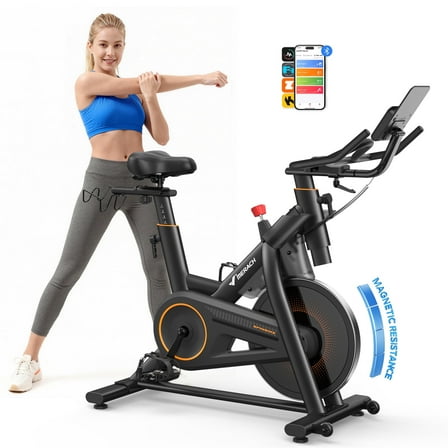 MERACH Exercise Bike for Home, 40LB Flywheel Magnetic Resistance Stationary Bike with Silent Belt Drive, Smart APP Bluetooth Connectivity, Indoor Cycling Bike for Full-Body Workout