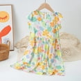 thumbnail image 2 of vigerkar Summer Dresses for Girls Beach Vacation Clothes V Neck Ruffle Sleeve Babydoll Dress Elegant Sundress (Yellow, 4-5 Years), 2 of 4