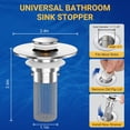 thumbnail image 4 of Colador de desagüe para lavabo de baño HFMZYWA, 2 piezas, acero inoxidable, 4 of 9