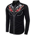 thumbnail image 3 of COOFANDY Men's Western Cowboy Shirt Embroidered Long Sleeve Cotton Casual Button Down Shirt, 3 of 6