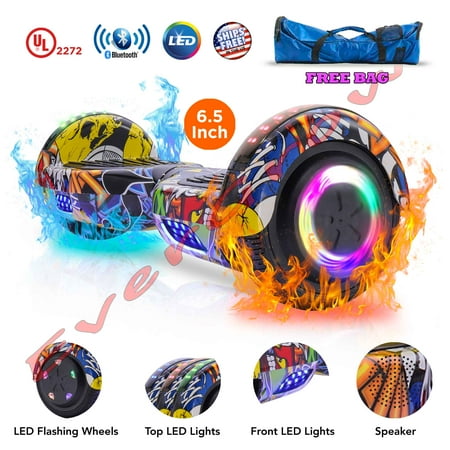 Bag + Graffiti UL 2272 Certified 6.5" Two Wheels Smart Balance Scooter Hoverboard with Bluetooth Speaker (WHEELS-UC6.5-GRAFFITI)
