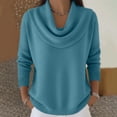 thumbnail image 2 of Dwralegc Cowl Neck Sweater for Women Lightweight Solid Color Jumper Knit Tops Cowl Neck Blouses Long Sleeve Cozy Autumn and Winter Sweater Light Blue L, 2 of 5
