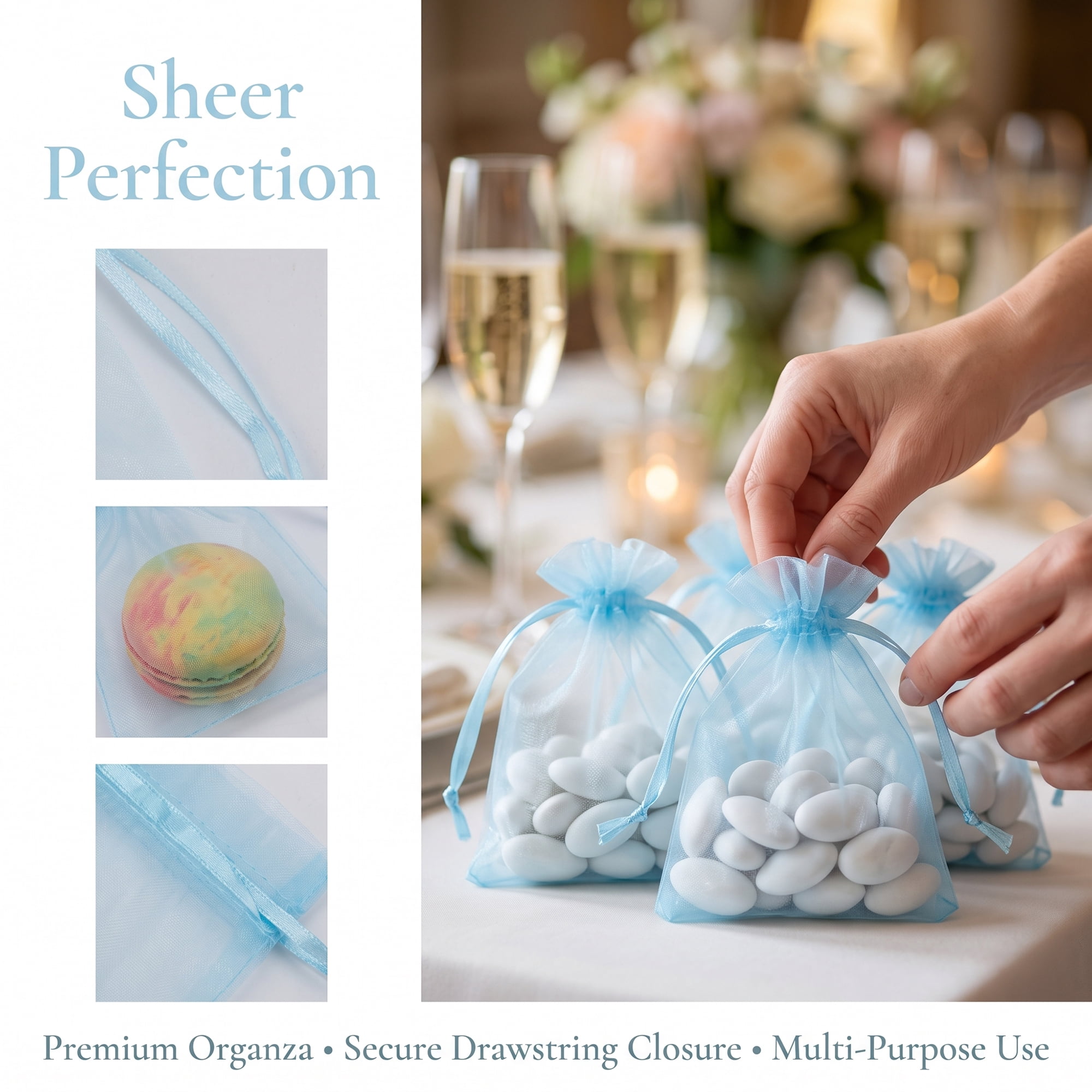 Unique Bargains Multi-Purpose Gift Bags with Handles for Events Sky Blue 3.5" x 4.7"