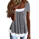 thumbnail image 1 of Camiseta 2 en 1 Blusa casual de verano plisada con botones delanteros plisados para mujer Gris M, 1 of 5